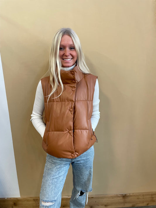 Nora Faux Leather Vest - Arete Style
