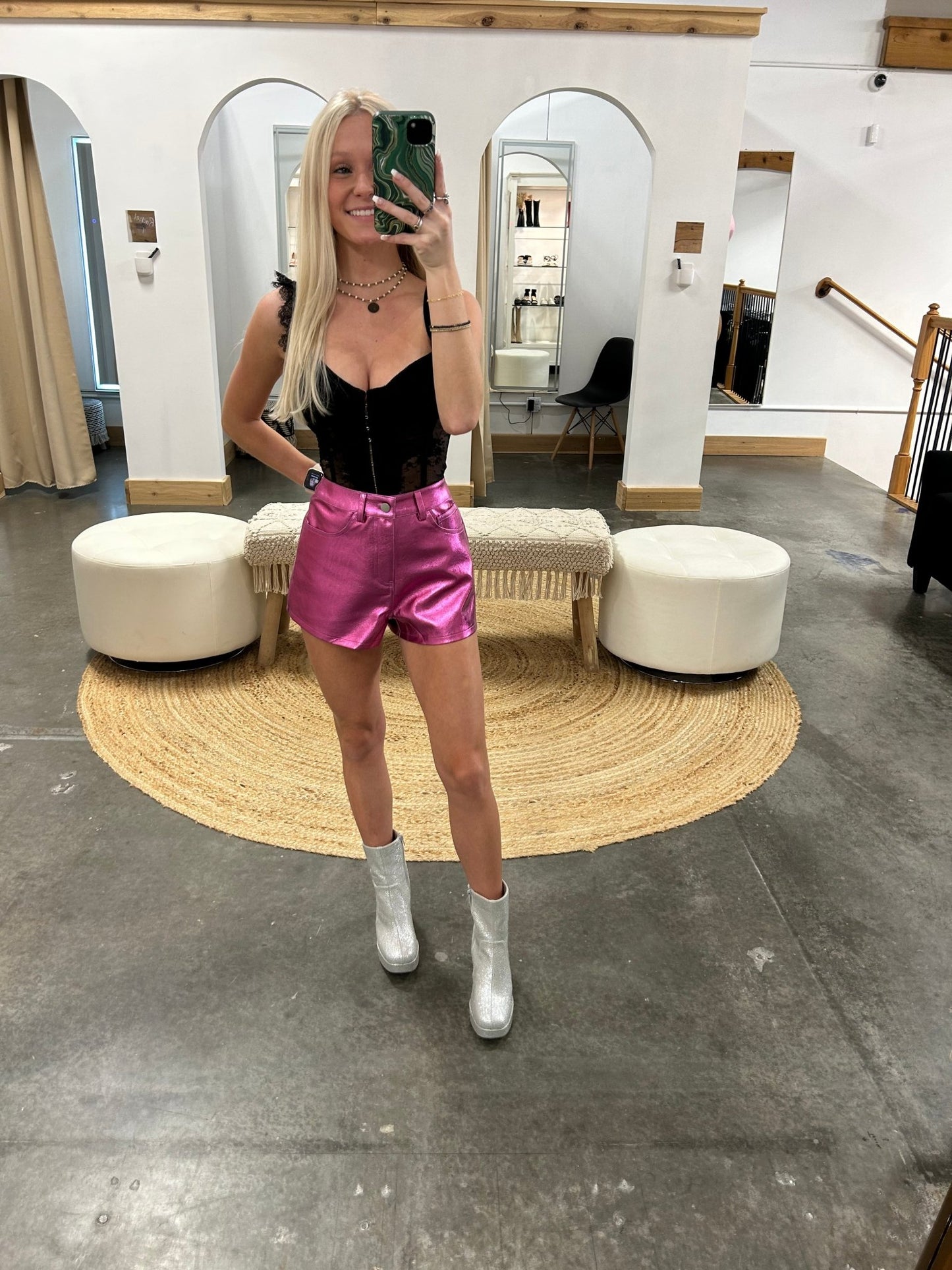 Pink Metallic Shorts - Arete Style