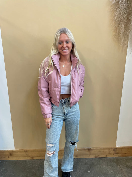 Quinn Faux Leather Puffer - Arete Style