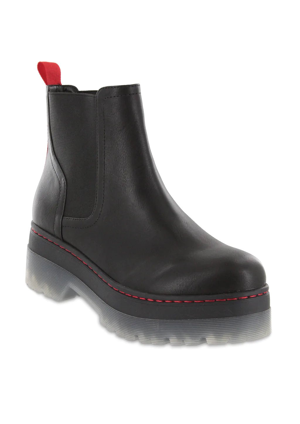 Black boots with red stripe hotsell