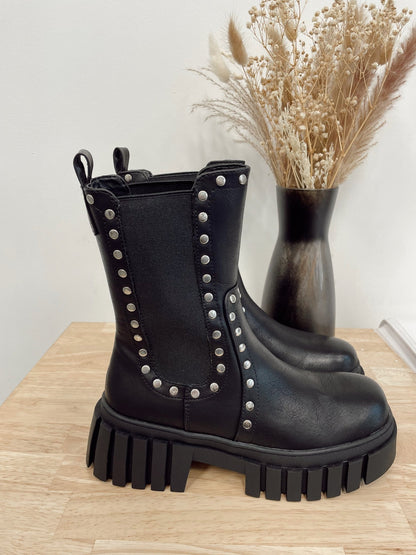 Silver Stud Black Boots - Arete Style