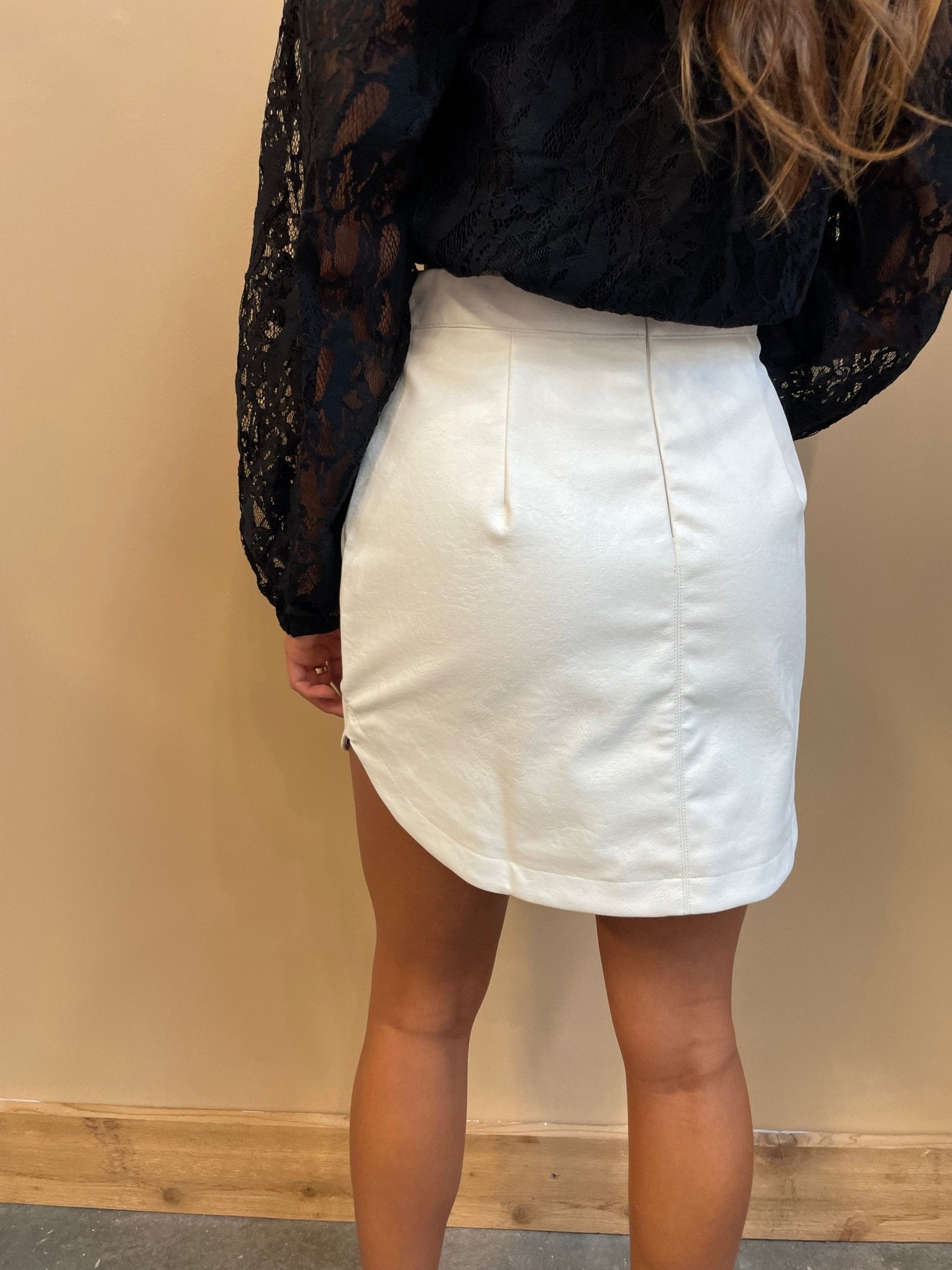 White Leather Skirt - Arete Style